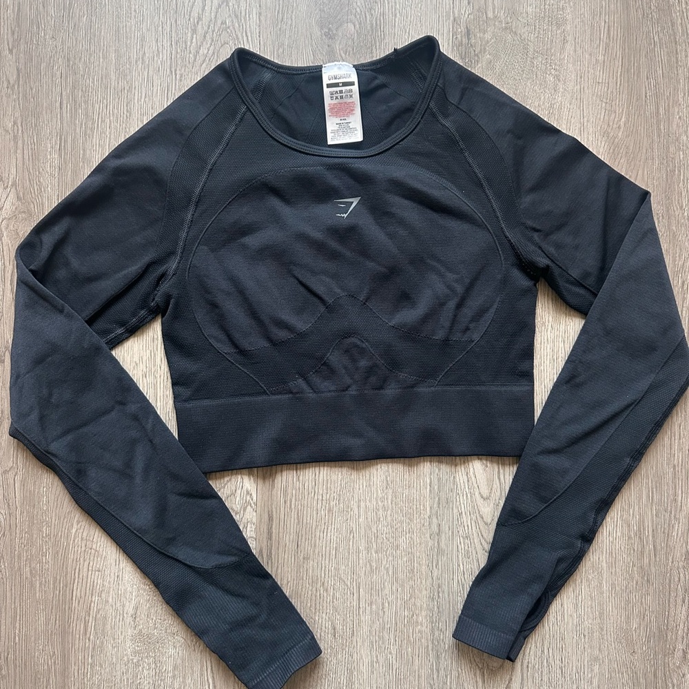 Gymshark Charcoal Long Sleeve Crop Top